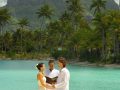 Wedding ceremony in Bora Bora. Mount Otemanu in the background.